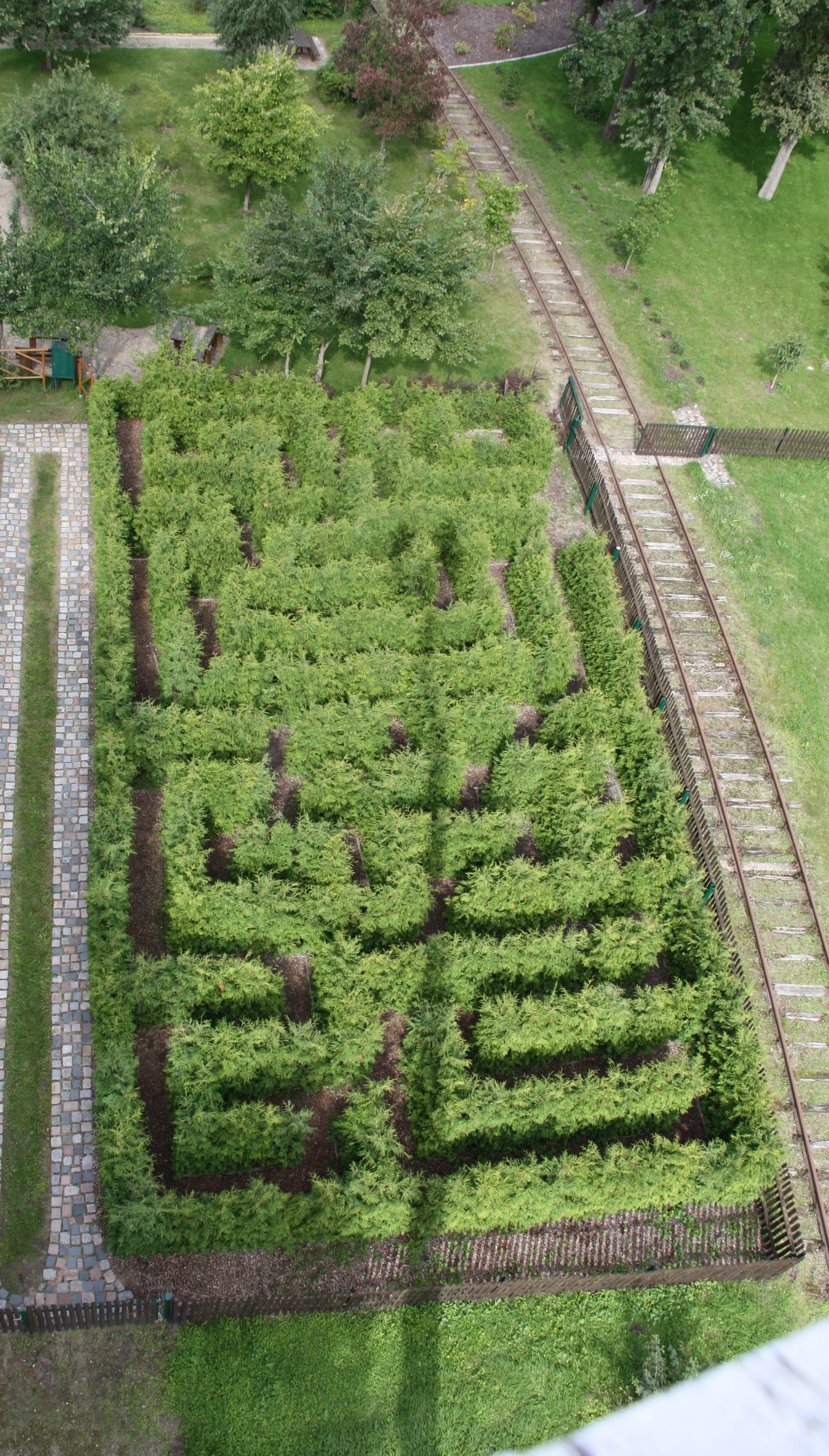 Labyrinth aus Hecken von oben