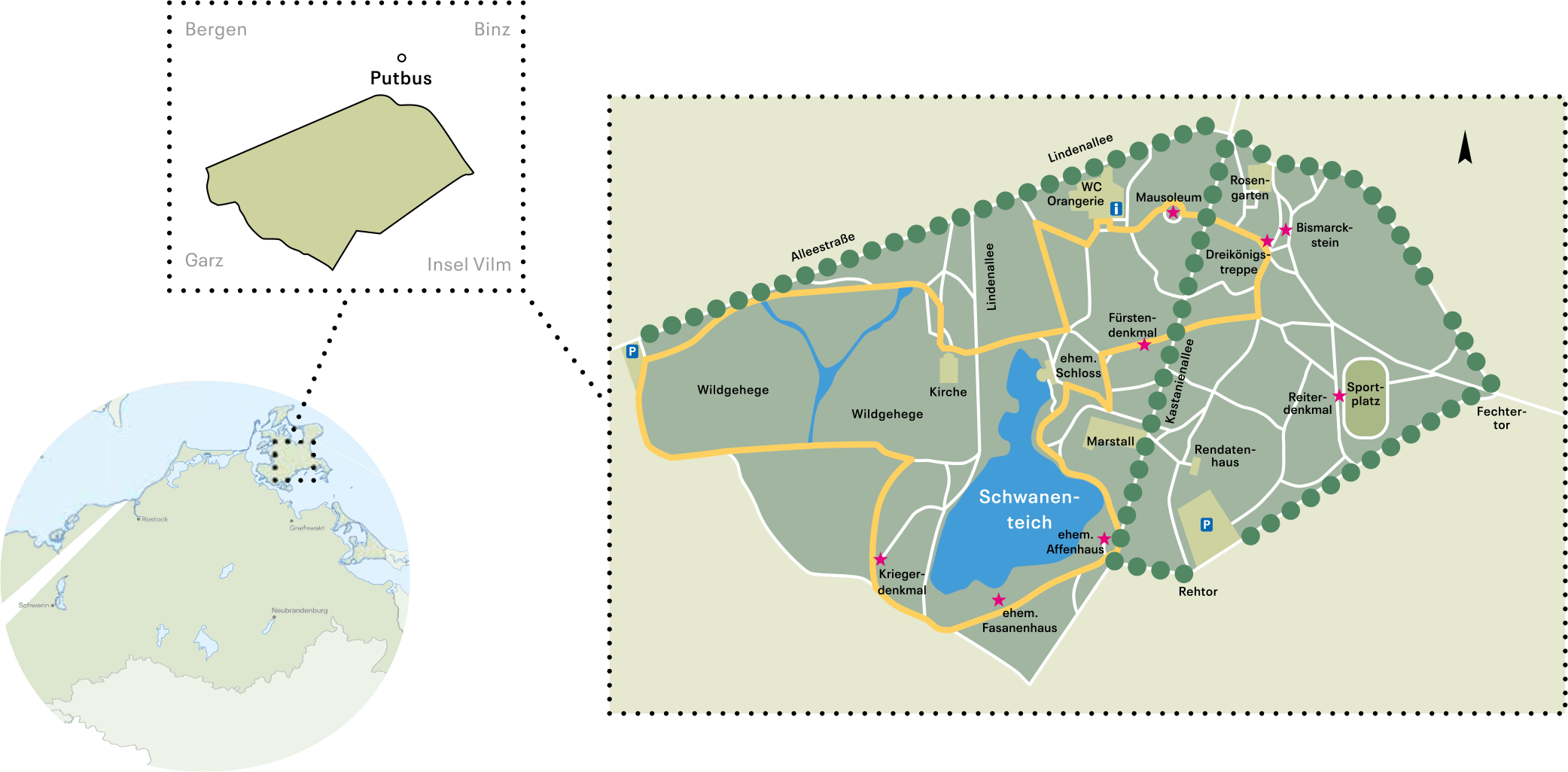 Schlosspark zu Putbus-map Schlosspark zu Putbus-map